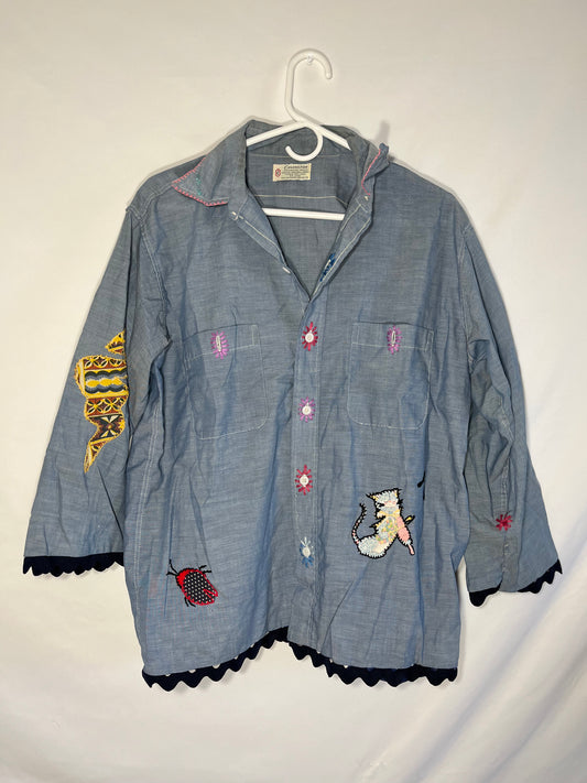 70's Covington Cute Button Up Shirt - Large - 22” x 28”