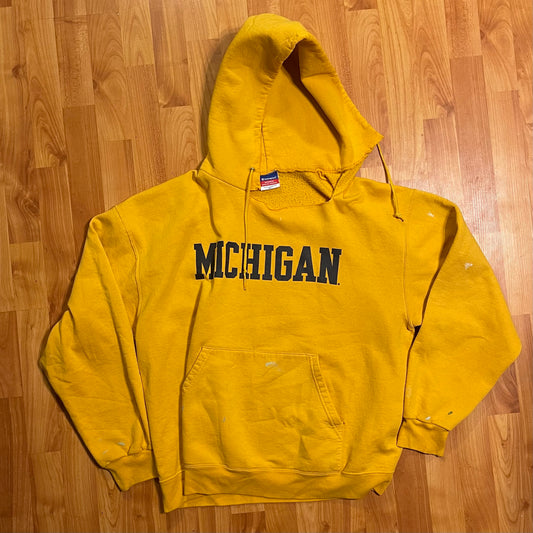 distressed champion michigan hoodie fits L