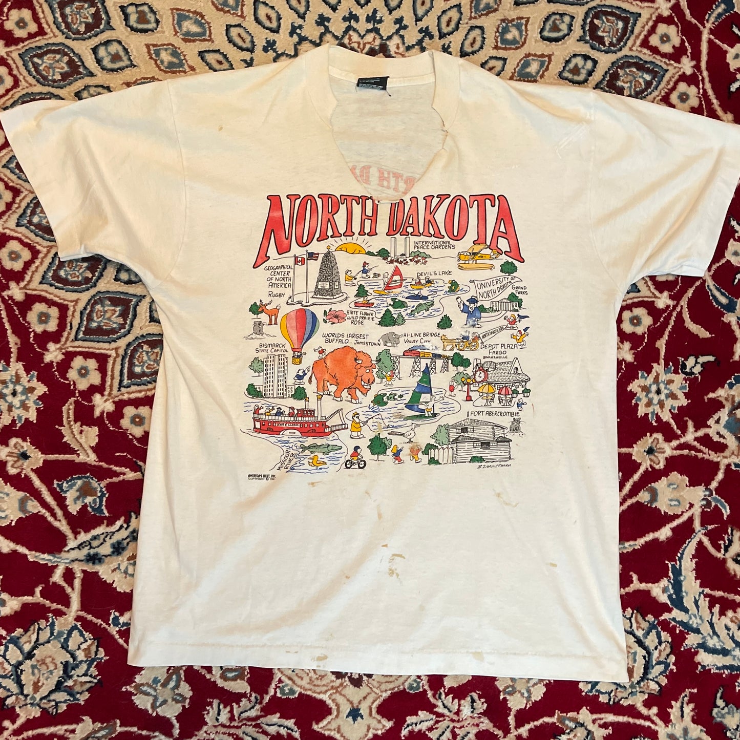 90's North Dakota Thrashed Tshirt - 22" x 28"