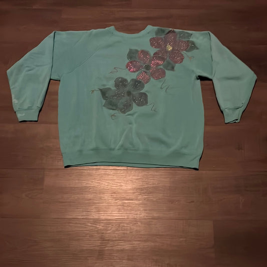 80's Flower Crewneck - Large - 22.5” x 23”