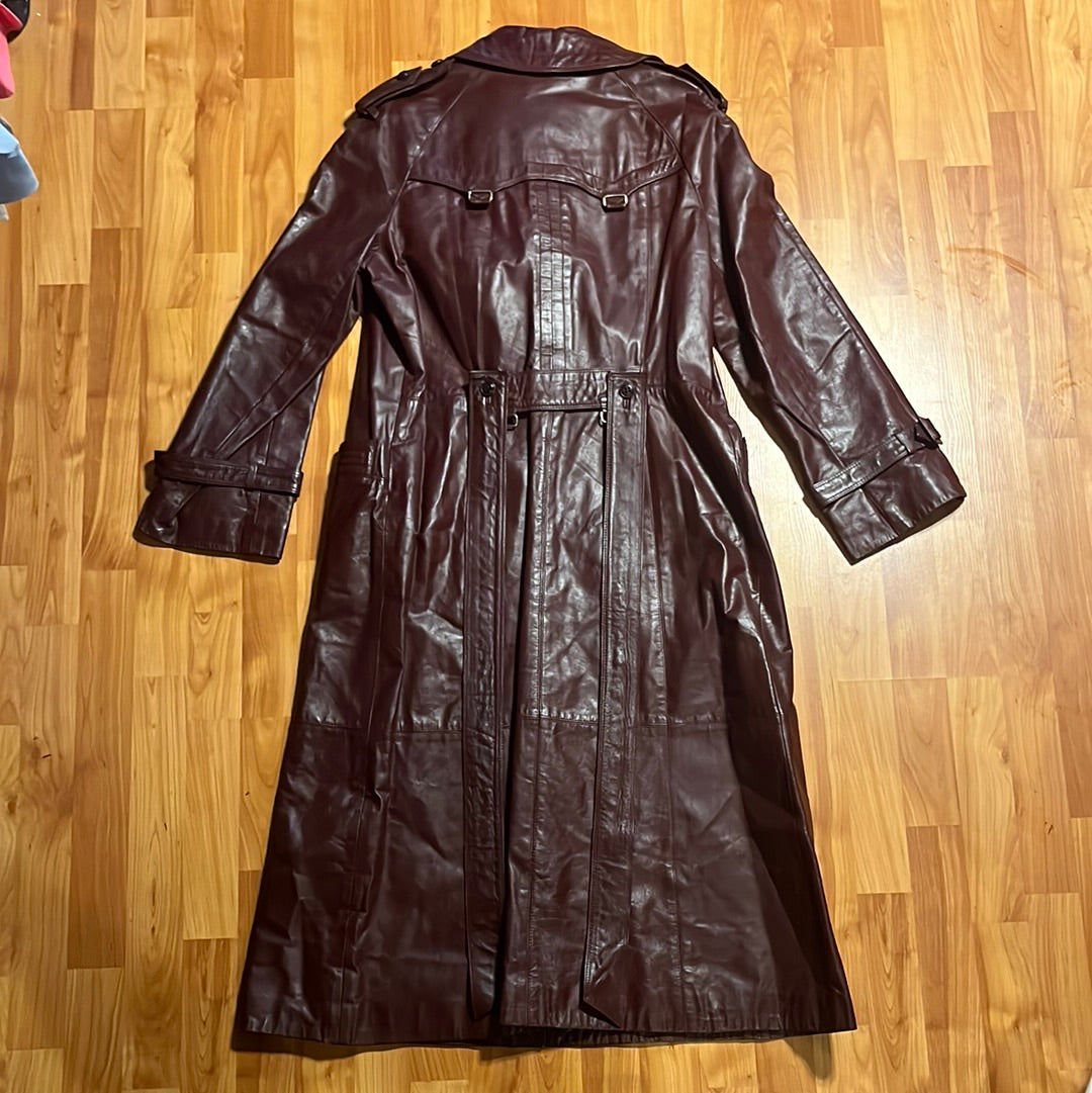 70's Genuine Leather Trench Coat - 19.5” x 45”