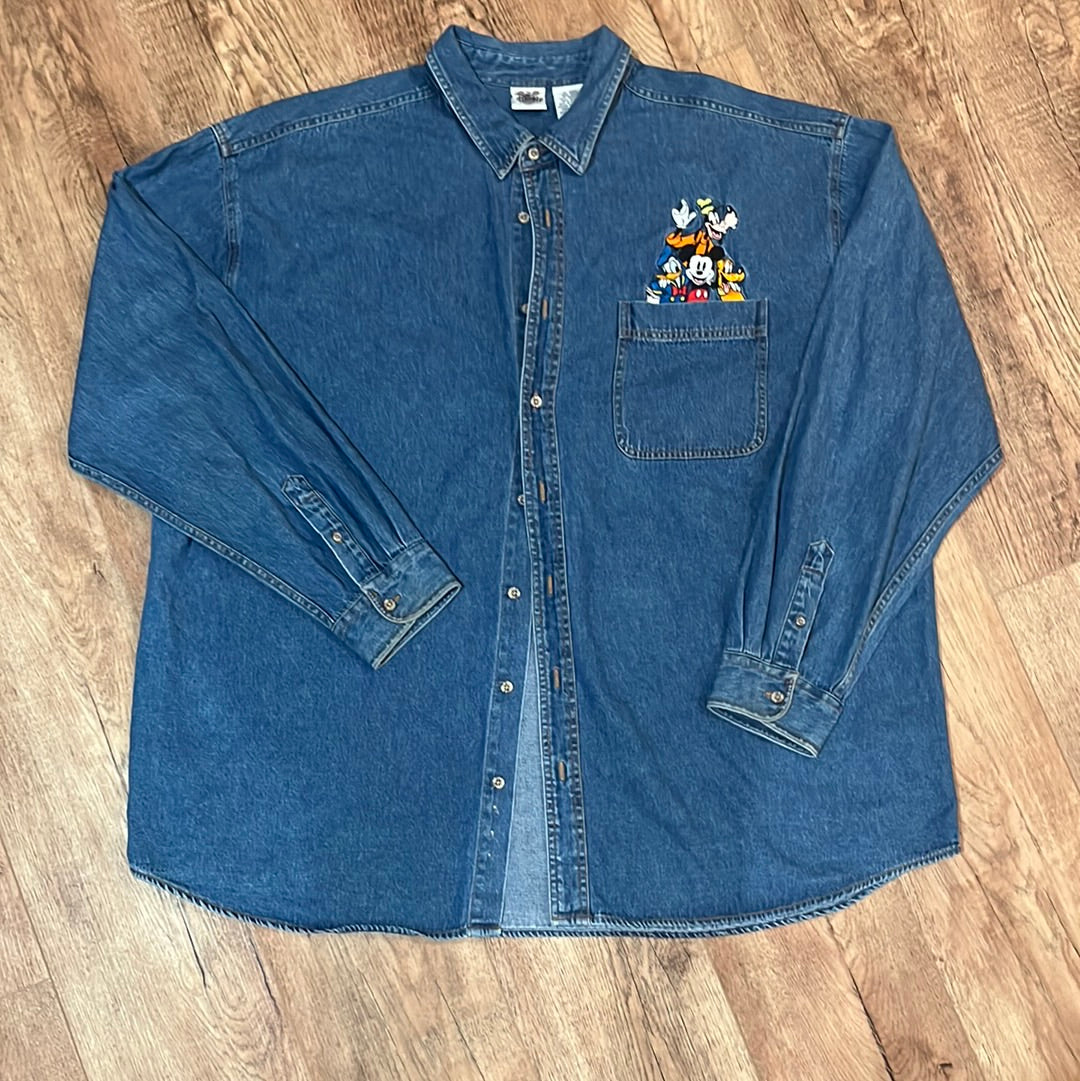 Disney Denim Button Up - XXL 28.5” x 34”