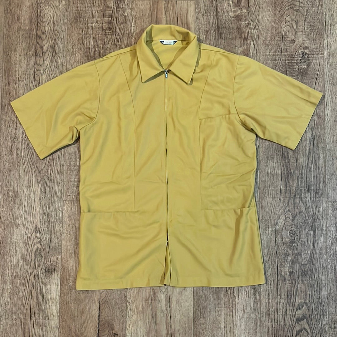 70's Zip Up Short Sleeve Shirt - Medium - 21” x 29.5”