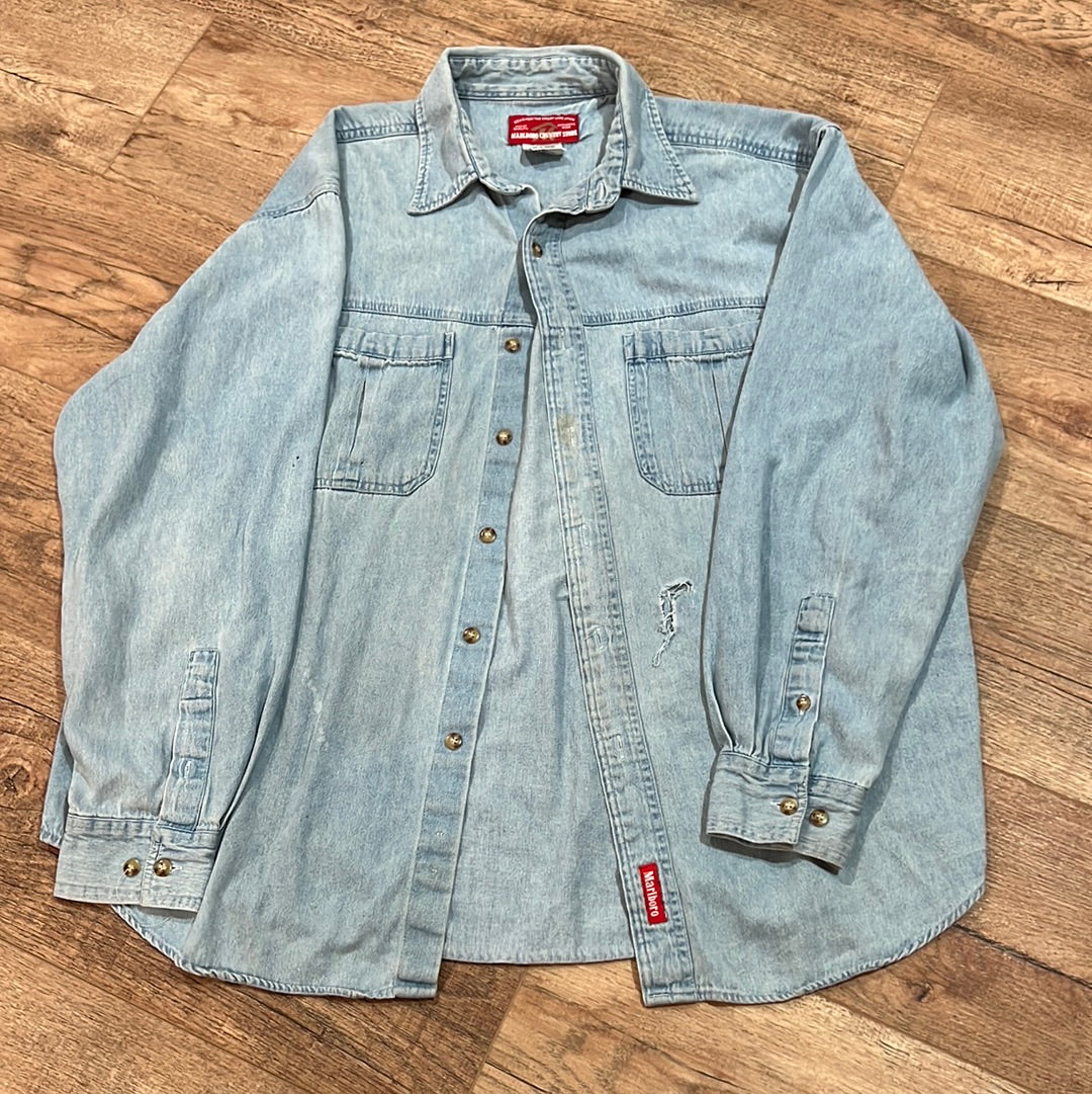 90's Marlboro Button Up Shirt - L 23" x 30”