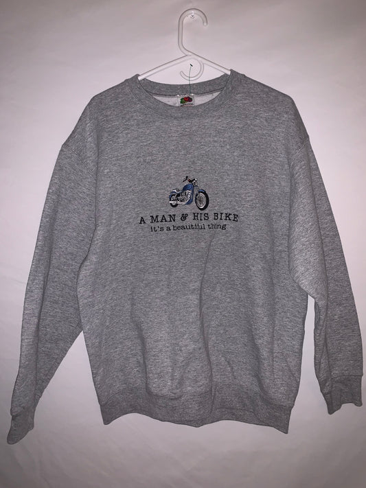 A Man and his Bike Crewneck Sweatshirt - Large - 22” x 26”