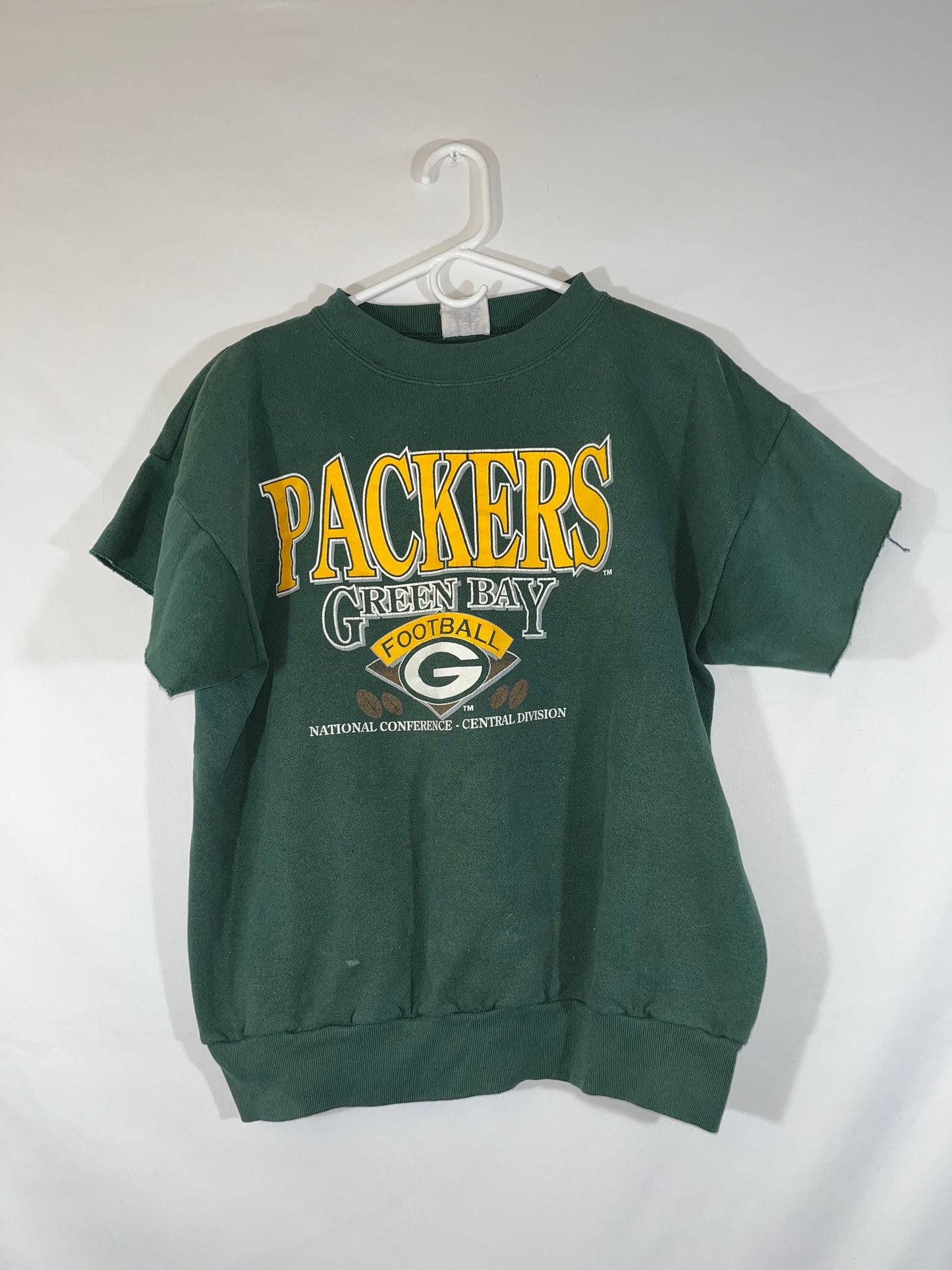 80/90's Green Bay Packers Cutoff Sweatshirt - Large - 22” x 23”