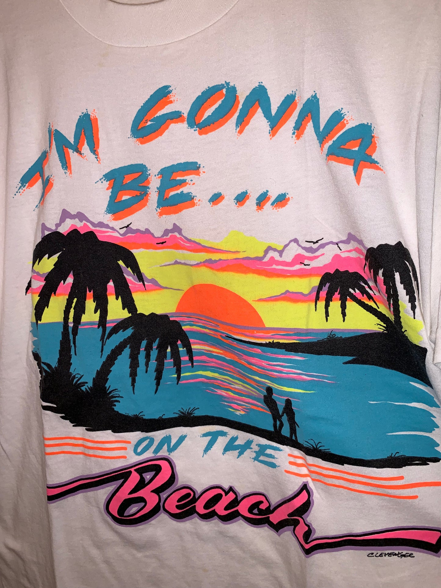 80 年代 I’m Gonna Be On The Beach T 恤 - 中号 - 20” x 27.5”