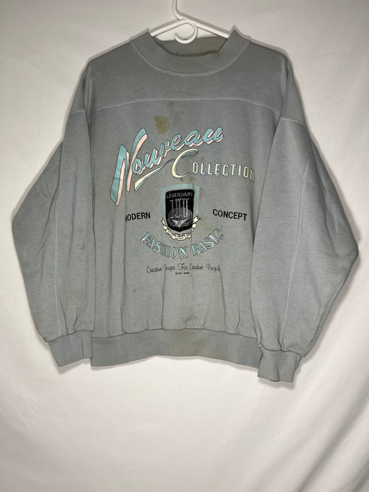 90's Nouveau Crewneck Sweatshirt - Large - 23” x 24.5”