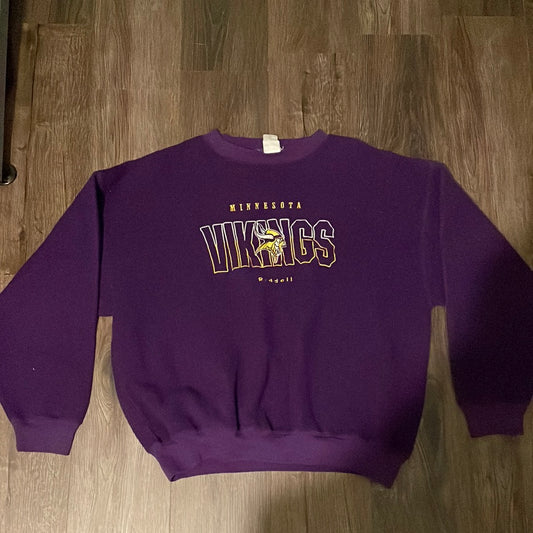 90's Fleece Riddell Minnesota Vikings Crewneck - 24” x 24”