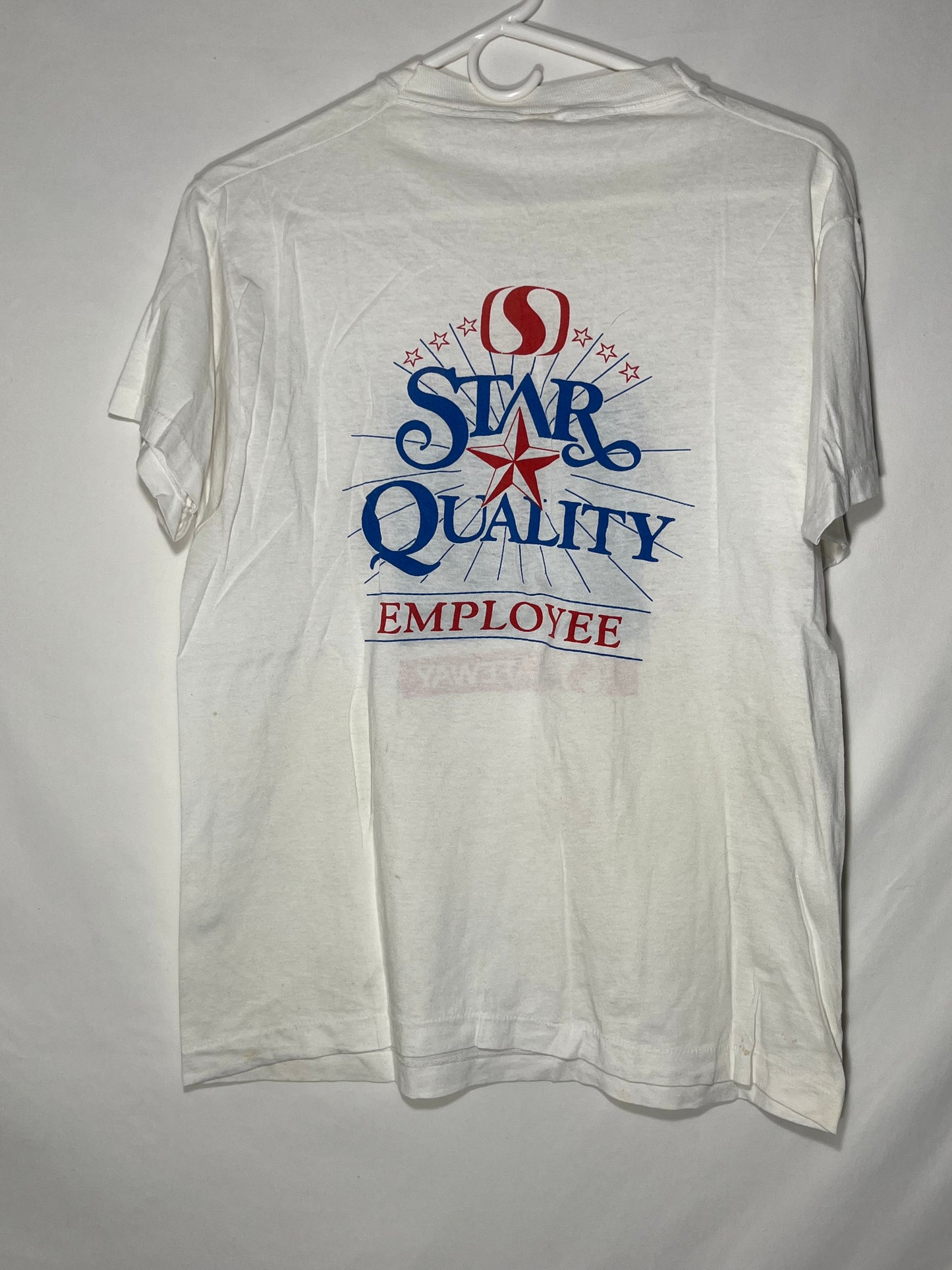 80's Safeway Star Quality Employee Paper Thin Tshirt - Small - 19” x 26.5”