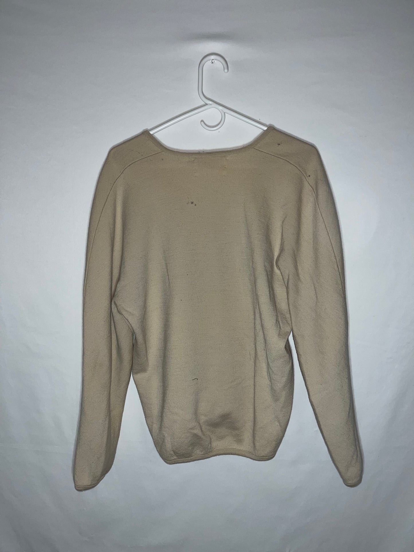 80's Pebble Beach 100% Zephyr Wool V Neck Sweater - Small - 19” x 23”