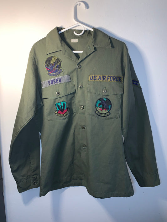 Army Button Up Patches Shirt - Large - 22” x 30”