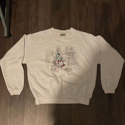 90's Flower Heart Neck Northern Reflections Crewneck - 22.5” x 22.5”