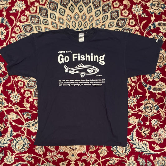 1995 Jesus Said Go Fishing Tshirt - 22.5" x 28"