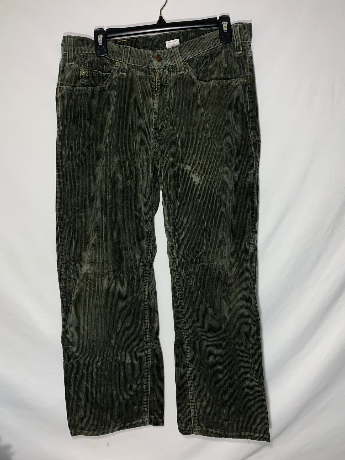 Levi 565 Pantalones de pana verde con lengüeta blanca de pierna ancha - 32" x 26"