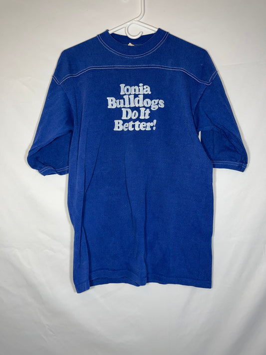 80 年代 Sport-T Ionia Bulldogs Do It Better 半袖衬衫 - 小号 - 19 英寸 x 27.5 英寸