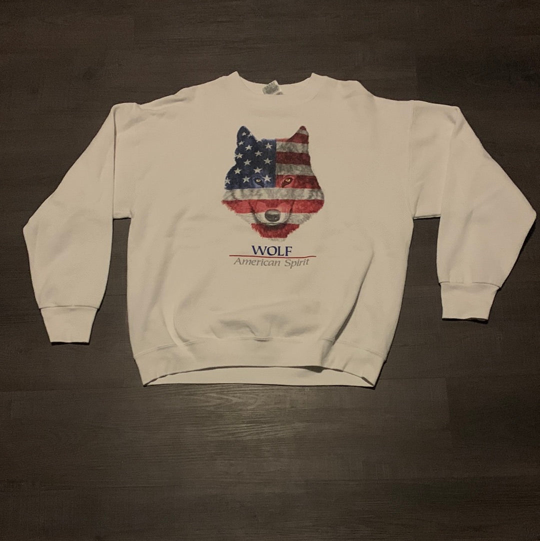 American Wolf Crewneck - Large - 22.5” x 24”