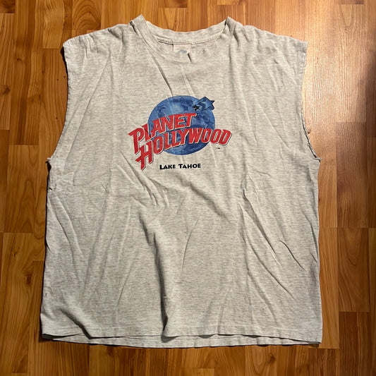 90's Planet Hollywood Cutoff Tshirt - 23” x 27.5”