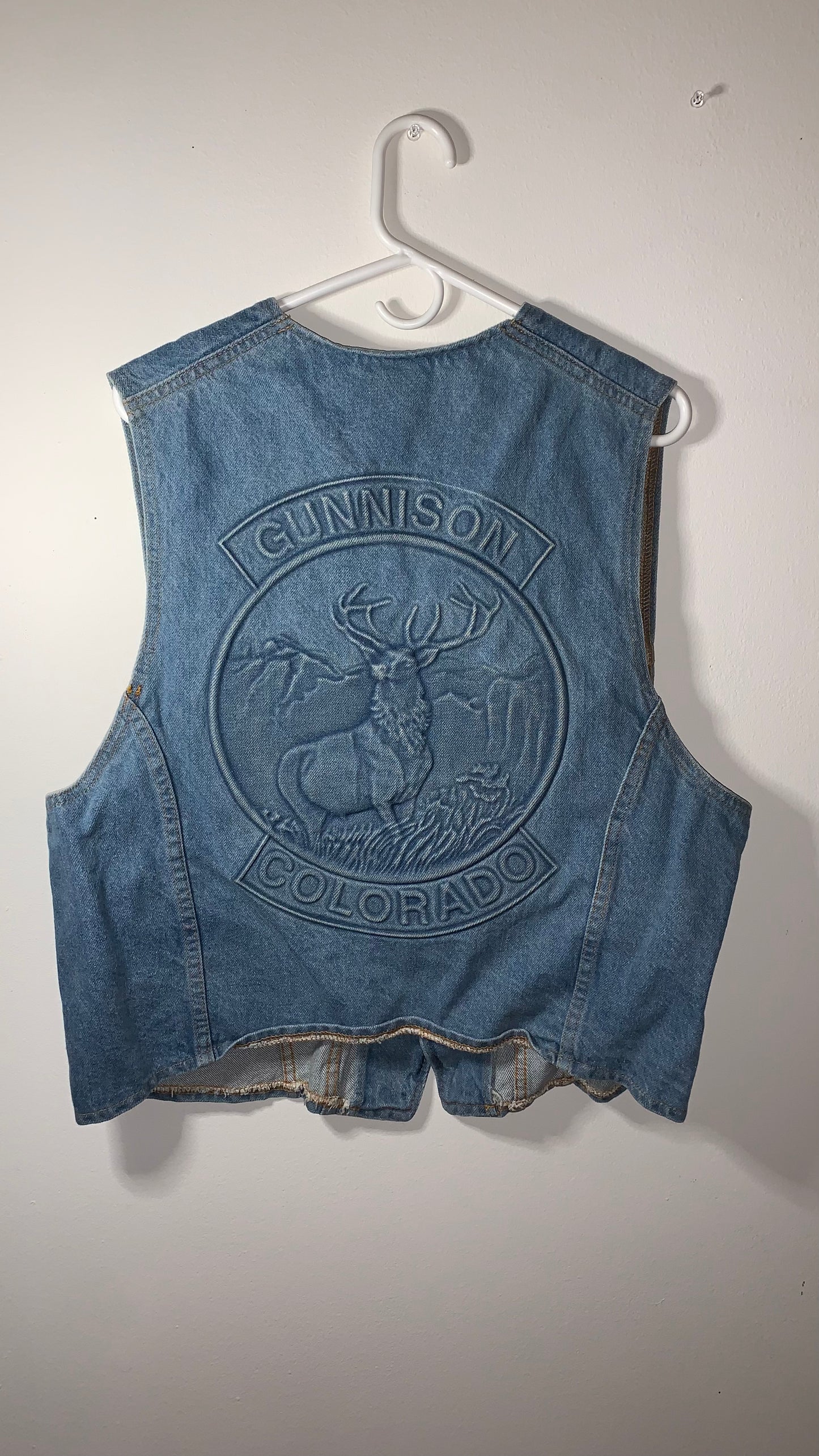 90's Gunnison Coloado Jean Vest - Large - 22.5” x 23”
