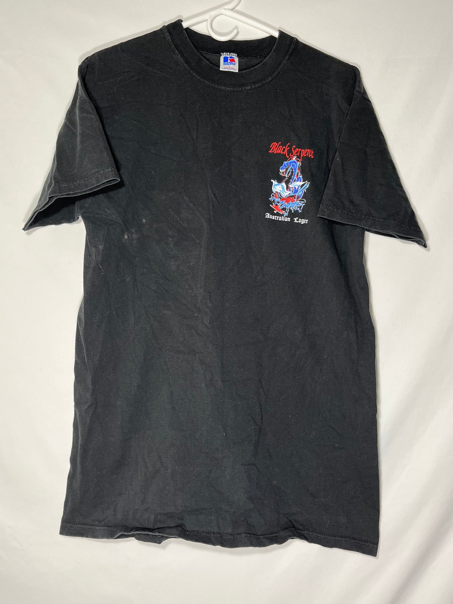 80's Russell Black Serpent Tshirt - Medium - 20” x 29.5”