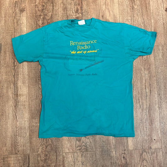 90's Hanes Beefy Renaissance Radio Tshirt - Medium -21.5” x 28”