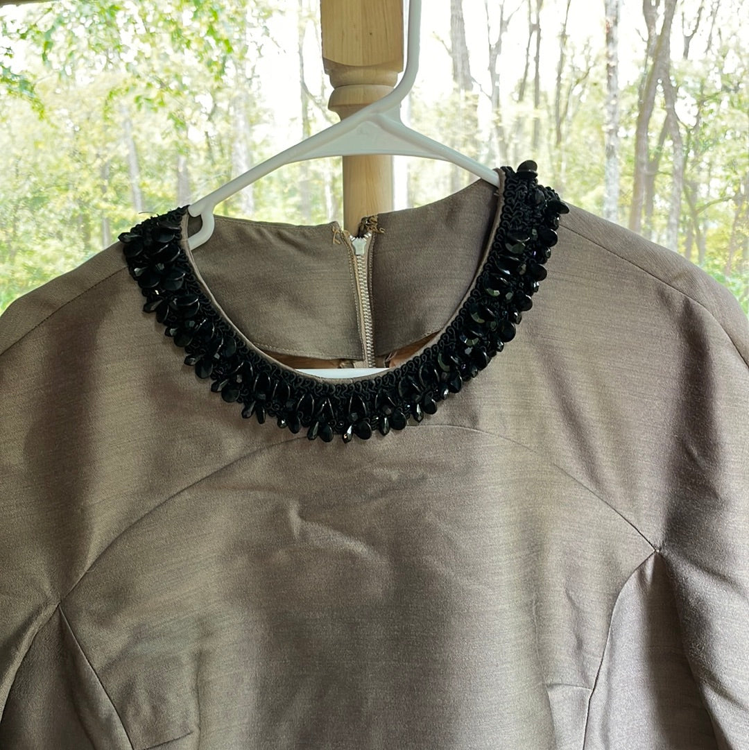 60's Brown with beaded collar - 20.5” x 40.5”