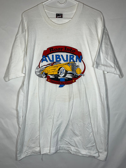 80/90's FOTL Auburn Indiana Car Tshirt - Large - 23” x 31”