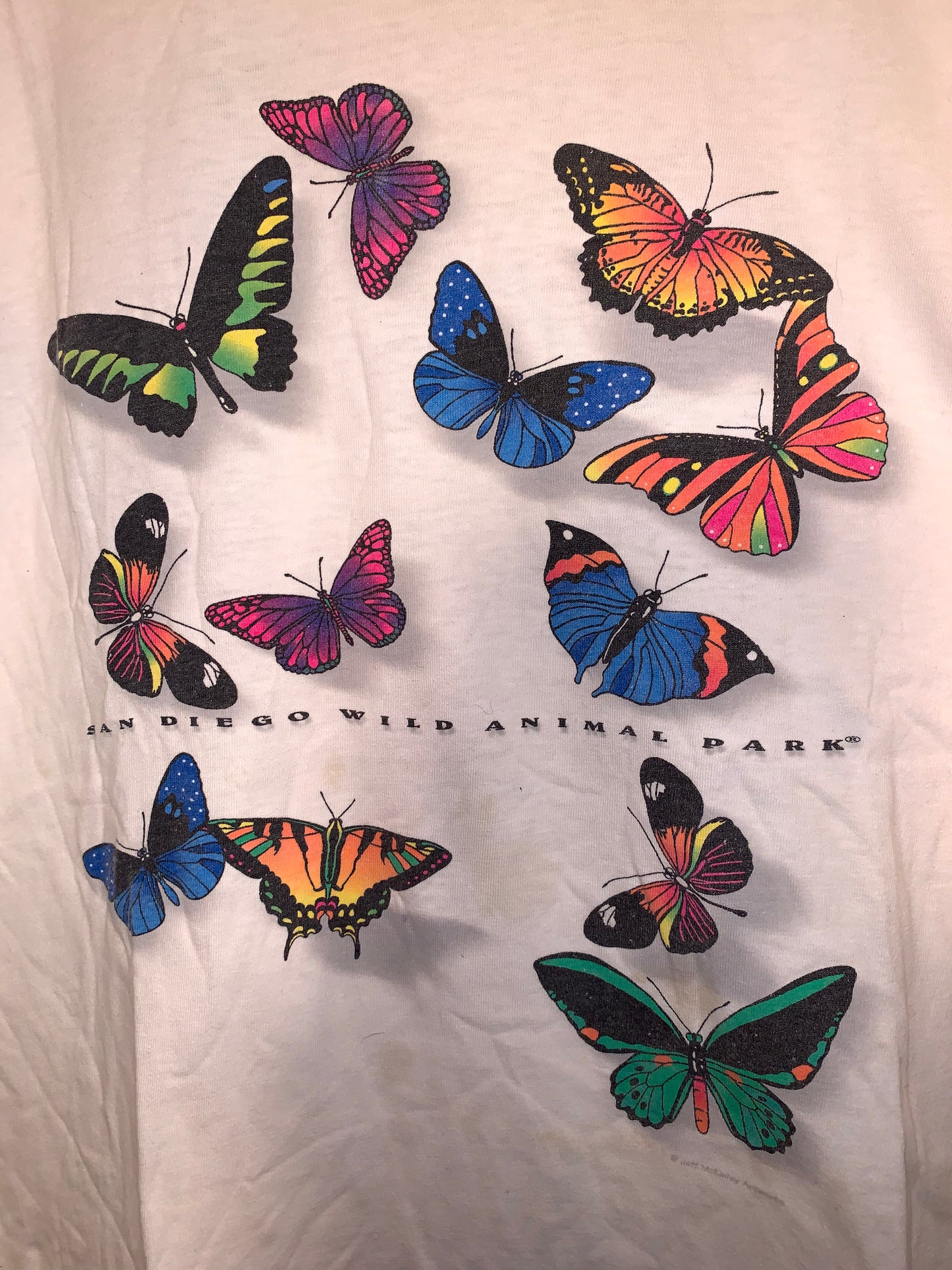 Camiseta de mariposa Oneita de los años 90 - Grande - 23.5 "x 27"