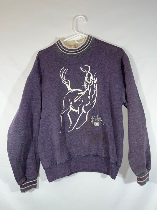 80's Hoof Prints Deer Crewneck Sudadera - Mediana - 20" x 24.5"