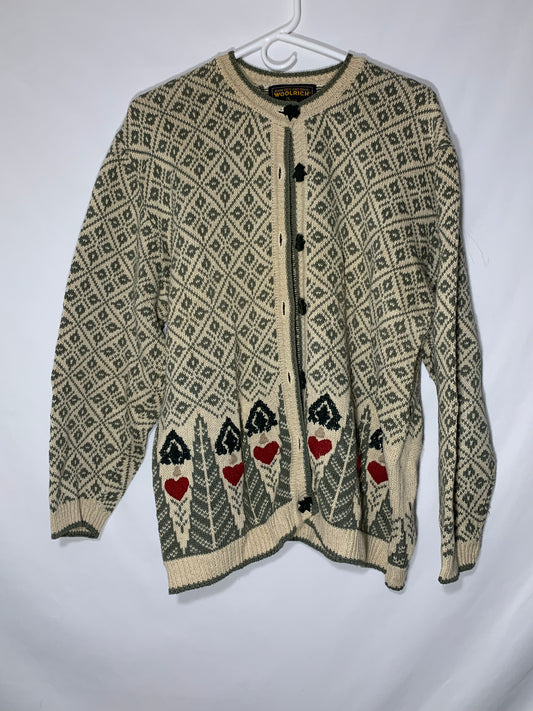 Woolrich Love Trees Cardigan Suéter - Grande - 23.5 "x 24"