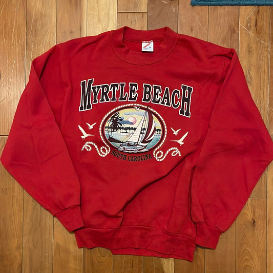 Sudadera con cuello redondo Jerzees Myrtle Beach de los años 80 - 19" x 22"