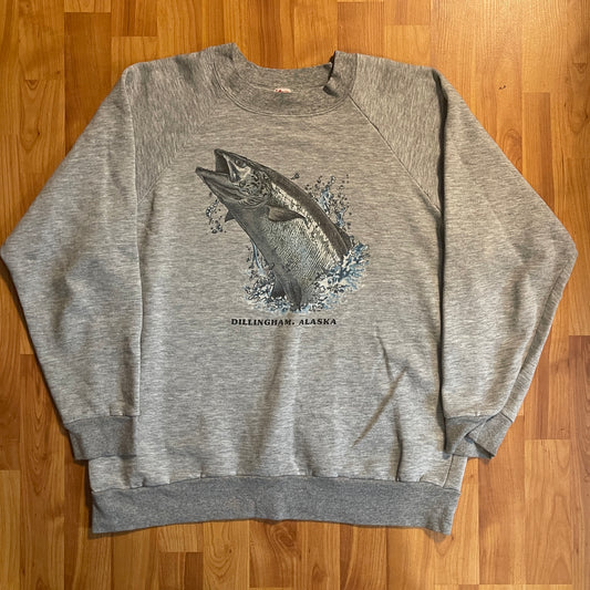 90s Textile Prints Alaska Fish Crewneck -22" x 26"