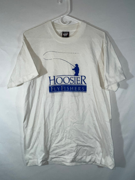 90's Screen Stars Best Hoosier Flyfishing Tshirt - Small - 19” x 27.5”