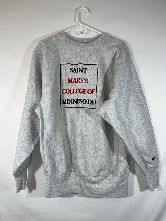 90's Champion Reverse Weave Saint Mary's Minnesota Crewneck Sweatshirt - Large - 22” x 28.5”