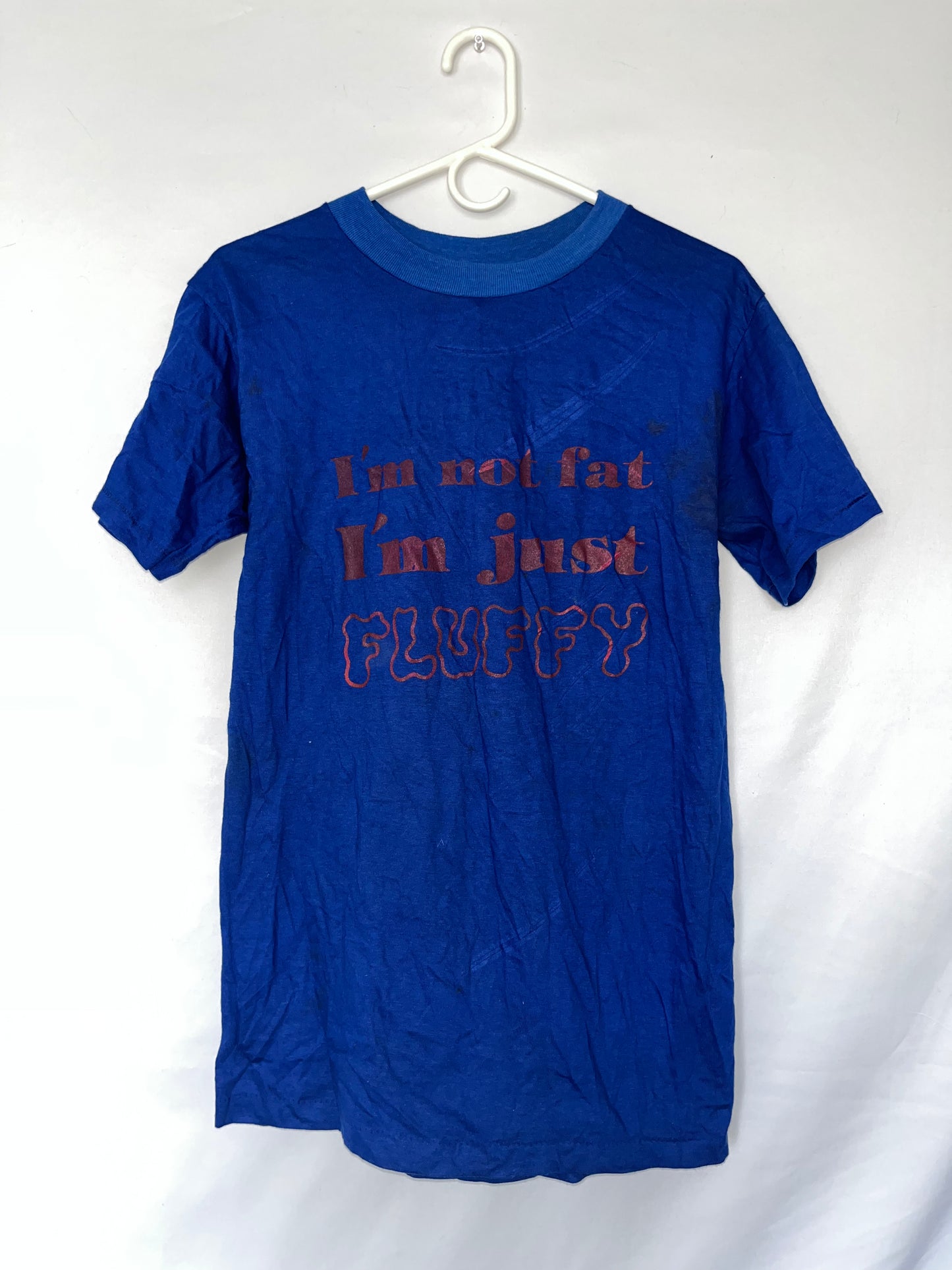 80's I'm Not Fat I'm Just Fluffy Tshirt - XSmall - 17.5” x 27.5”