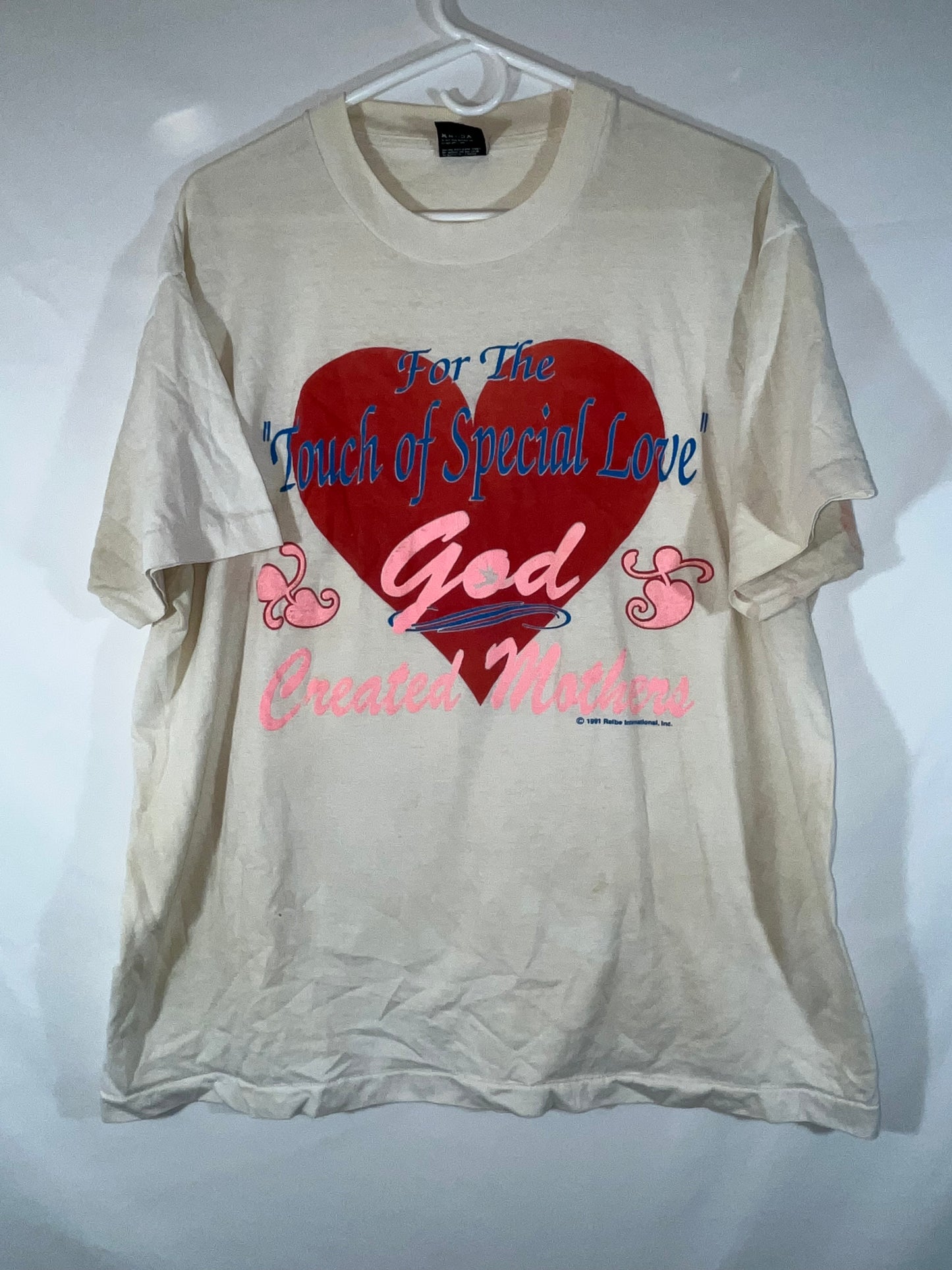 80/90's Screen Stars For Special Love God Created Mothers Tshirt - Large - 23” x 27”