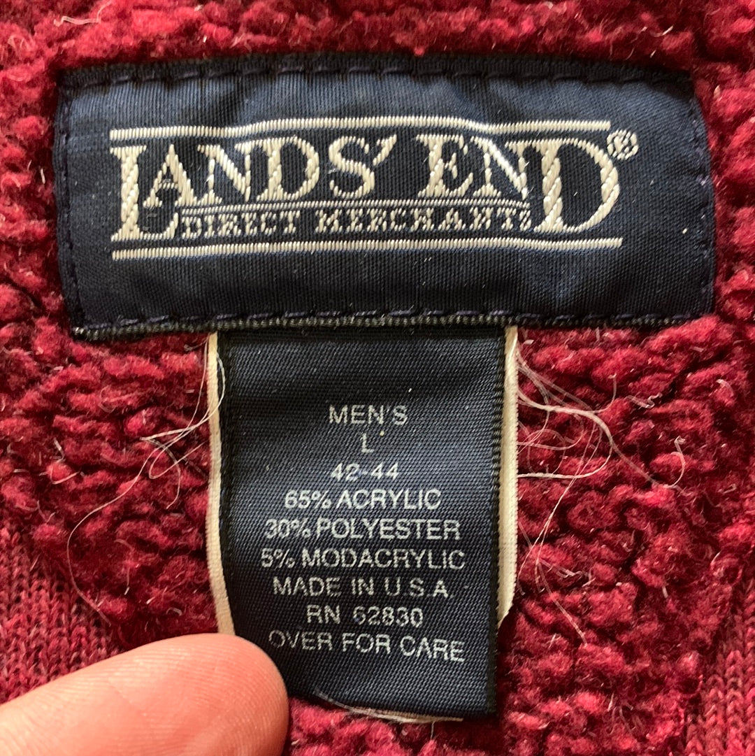 90 年代 Lands End 四分之一拉链羊毛 - XLarge - 25” x 31”