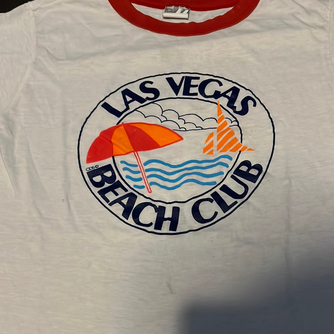 80's Las Vegas Beach Club Ringer Tee - 16.5” x 22”