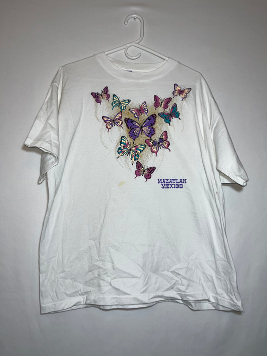 Camiseta de mariposa de México de los años 80 - XL - 23" x 27.5"