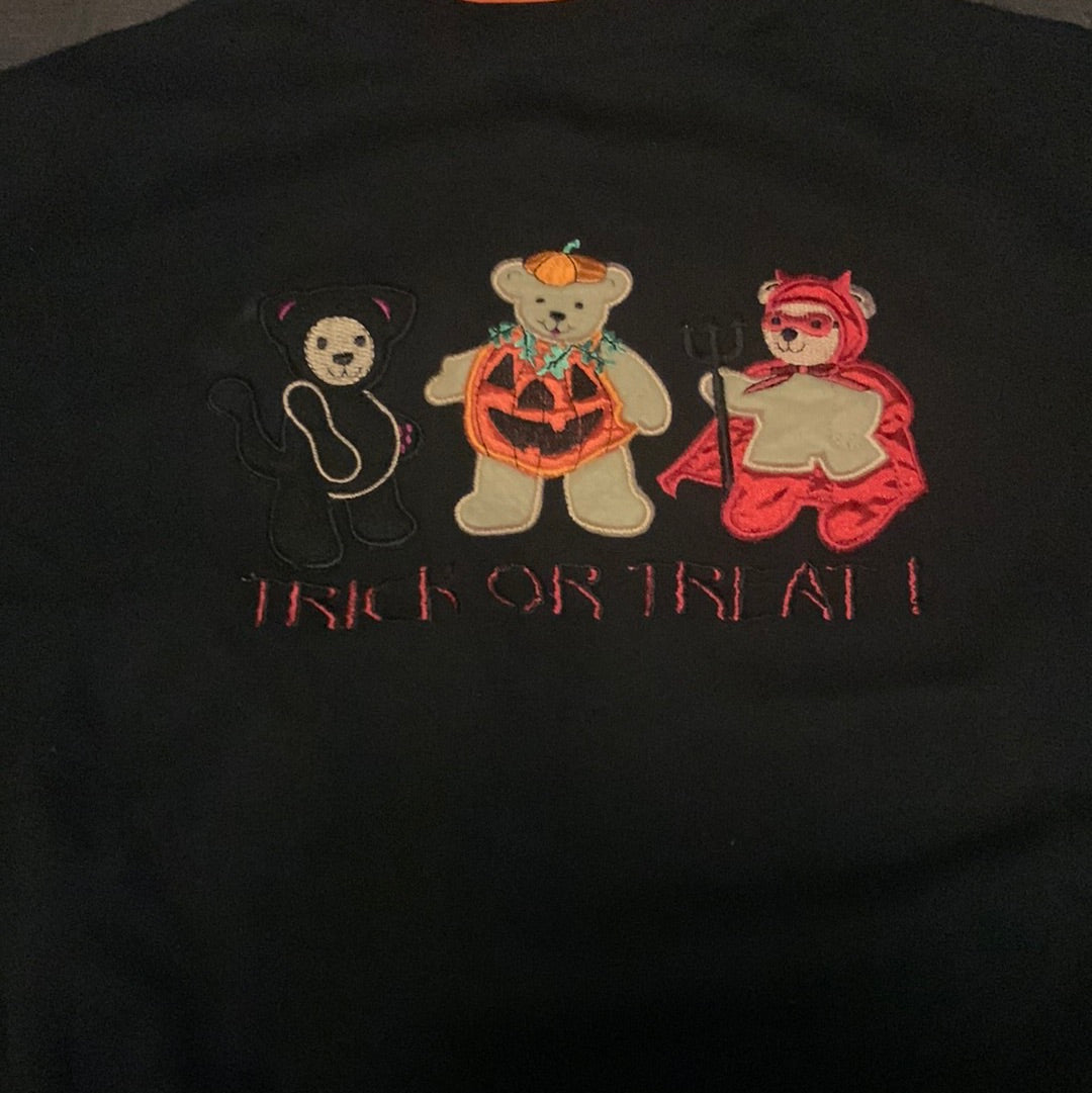 Trick Or Treat Bear Halloween Crewneck - 20” x 22.5”