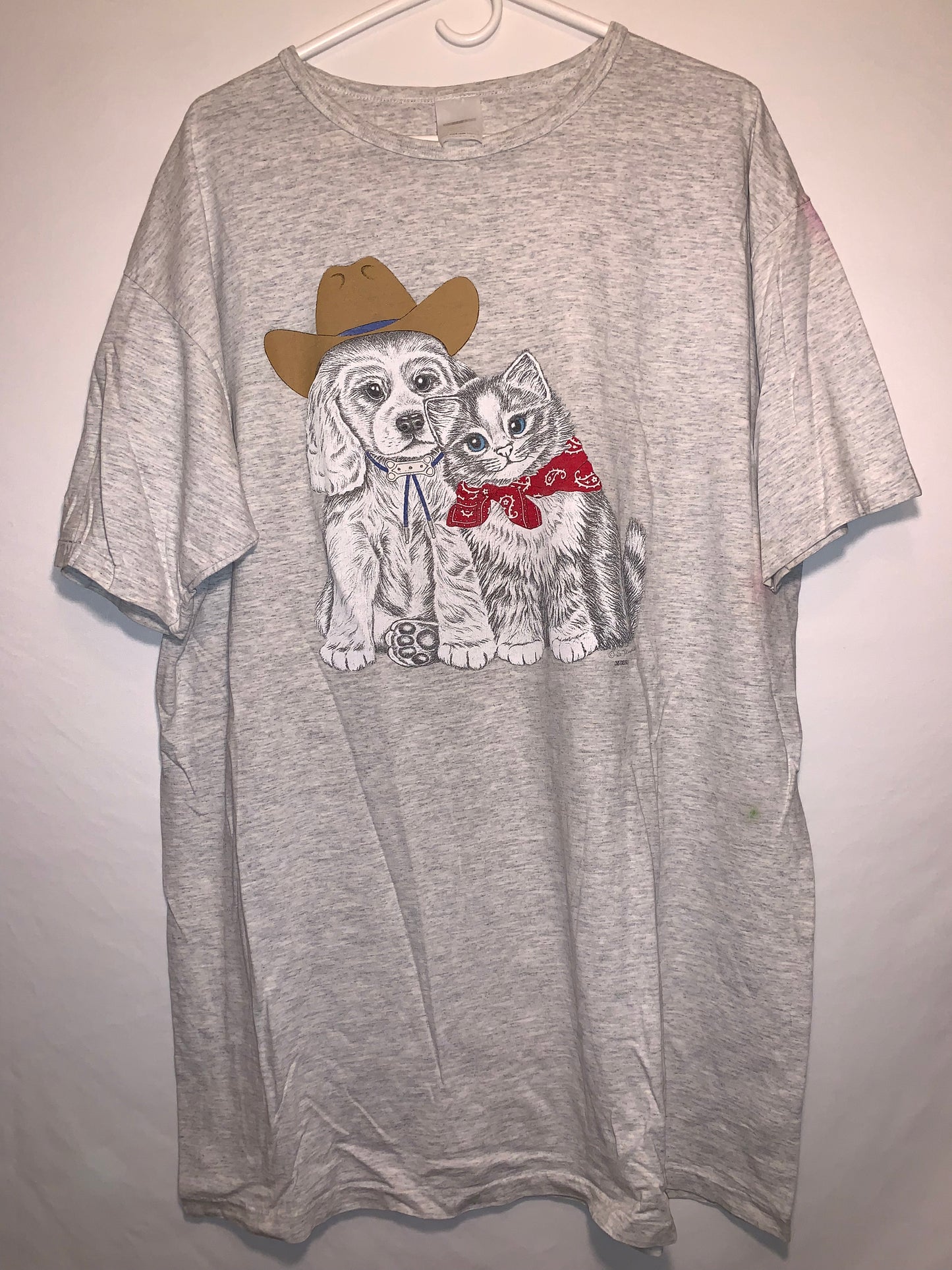 Camiseta de perro y gato vaquero - Grande - 23.5 "x 33"