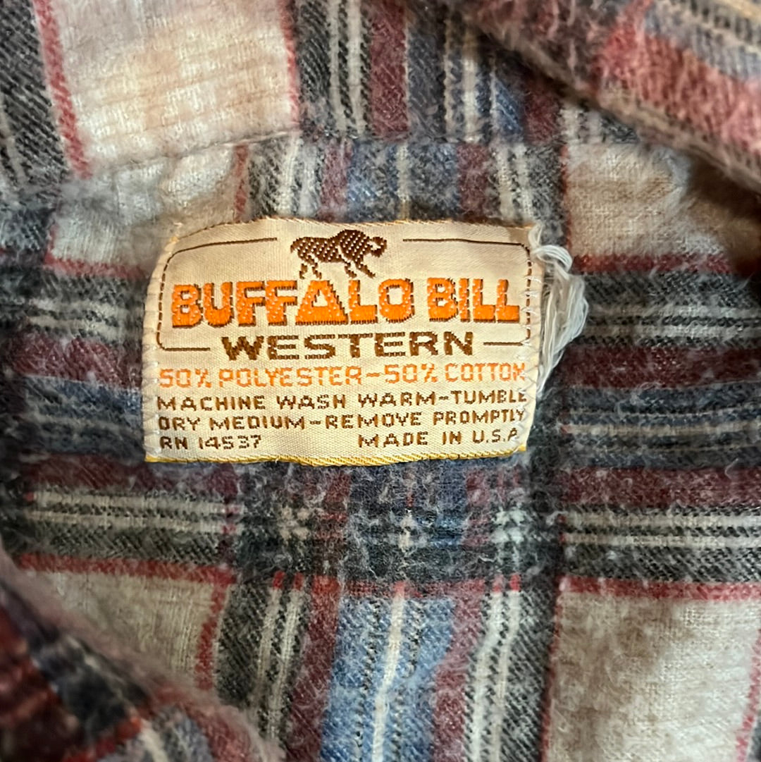 70's Buffalo Bill Western Flannel - XLarge - 24” x 34.5”