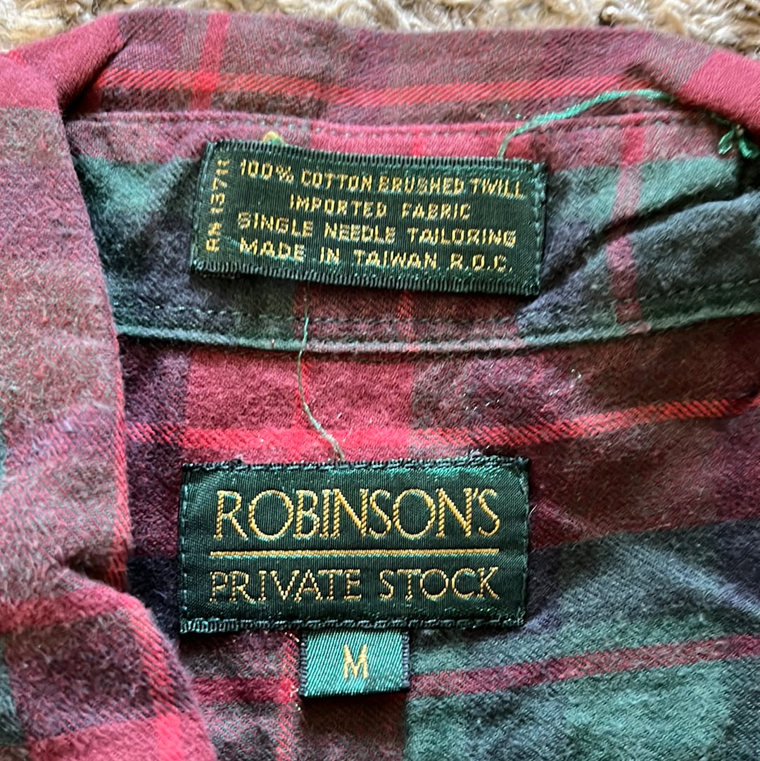 80/90's Robinsons Flannel Button Up Shirt - Medium - 20.5” x 32”