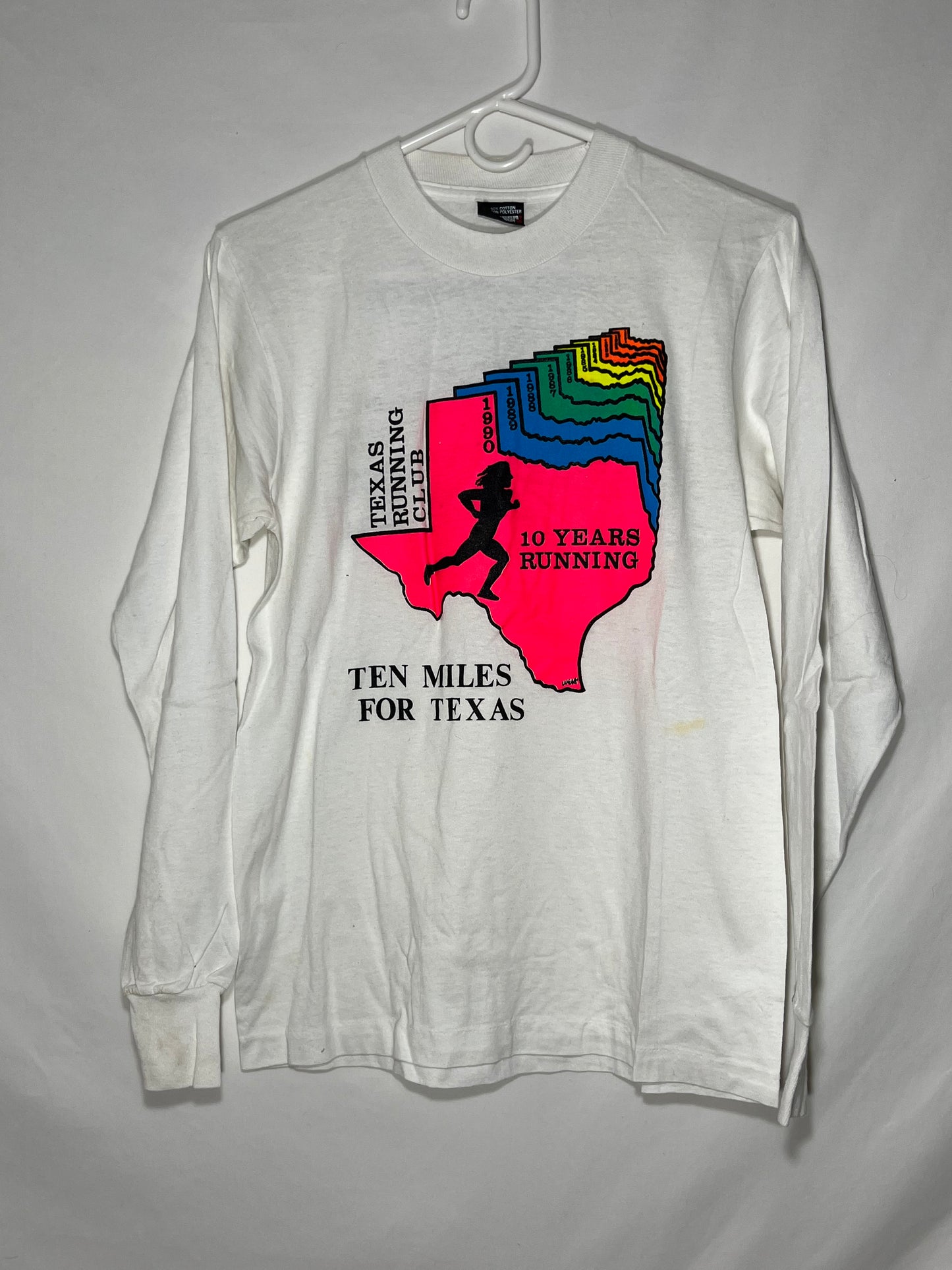 80/90's Screen Stars Best Texas Running Club Longsleeve Shirt - XSmall - 17” x 26”