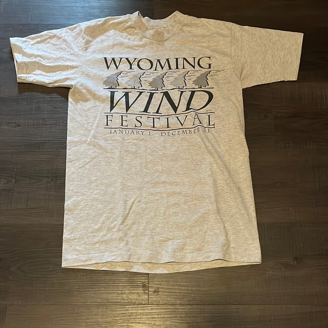 Camiseta del Festival del Viento de Wyoming de los años 80 - XS - 17" x 26"